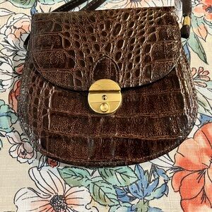 Small Vintage Italian Brown Crocodile-Embossed Leather  Bag by Sudhaus